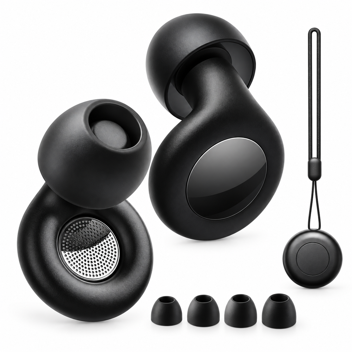 Protetor auricular Para dormir preto com estojo e pontas extras