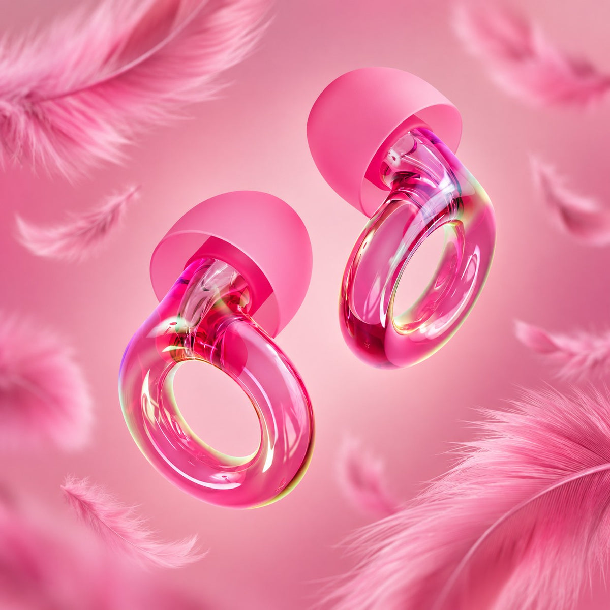Paris Hilton x Loop Engage™ 2 com penas rosa ao fundo